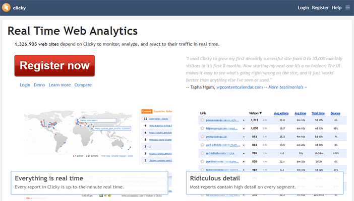 Clicky website analytics tool