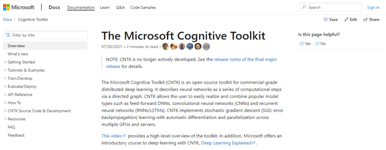 Microsoft cntk artificial intelligence tools