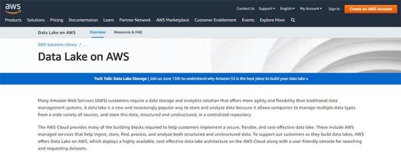 Data analytics and lakes on aws data management tools